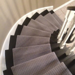 Grey Colour Wool Carpet Runner on Curve Staircase in Toronto