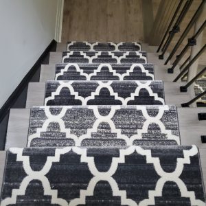 Geometric Design Dark Grey Charcoal and White Modern Stair Runner Ideas