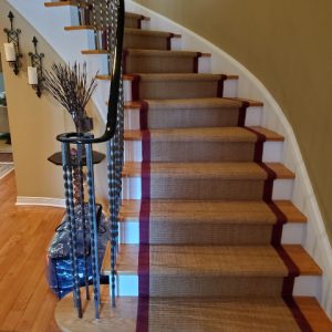Sisal Carpet Stair Runner Ideas with Red border