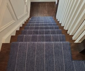 Blue and Grey Carpet Stair Runner