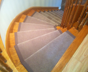 Stair runner on curve staircase in Oakville