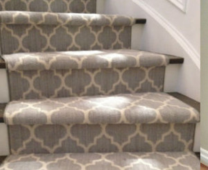 Geometric Stair Runner Installed on Curve Staircase in Toronto